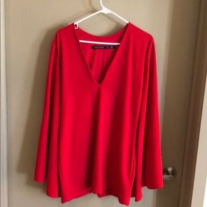 BACKSTAGE Red Mini Dress with Bell Sleeves